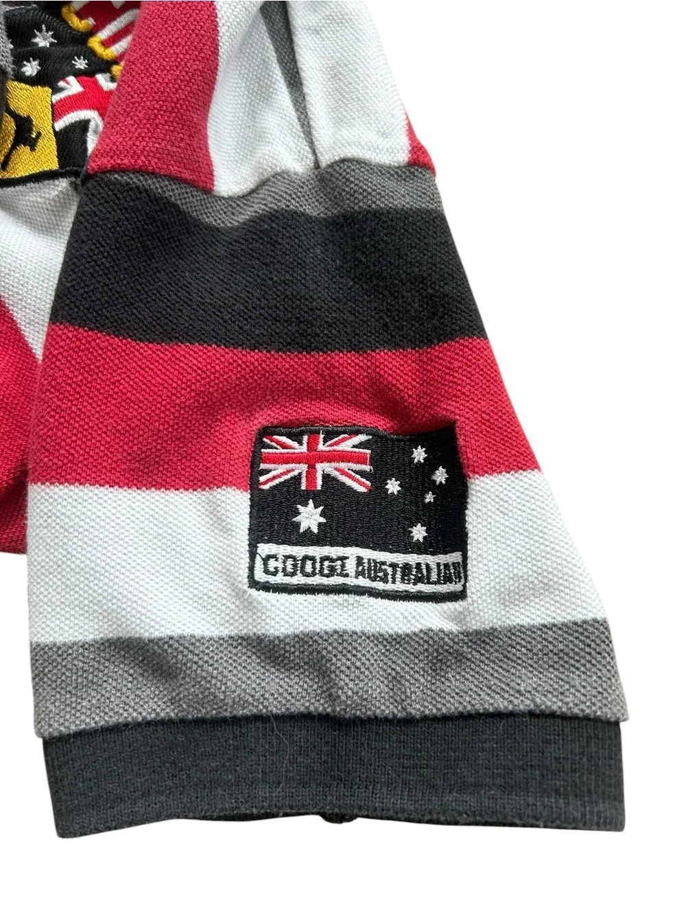 Coogi Youth Boys Red Black White Striped Polo Shirt Size 7 Rare Find Y2K